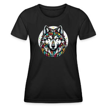 Wolf - Frauen Funktions-T-Shirt - Schwarz - Vorne - AI Model Female 172 light (172cm)
