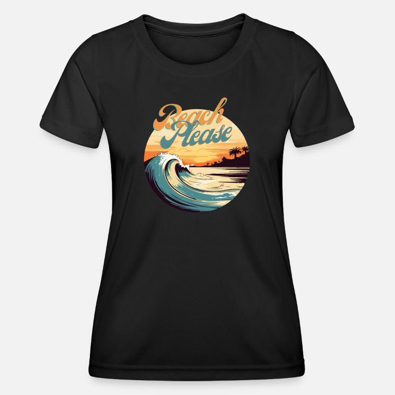 BeachPlease Retro Sunset Wave - Women's Functional T-Shirt - black