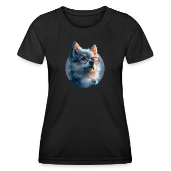 Illustration de Loup avec lunettes - T-shirt sport Femme - noir - Devant - AI Model Female 172 light (172cm)