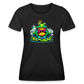Frosch mit der Königskrone - Frauen Funktions-T-Shirt - Schwarz - Vorne - AI Model Female 172 light (172cm)