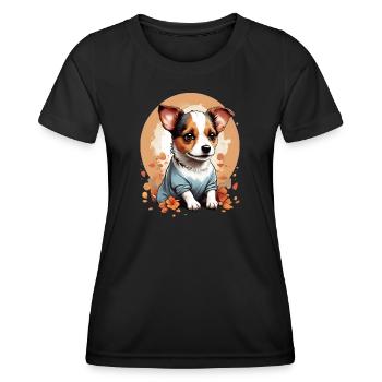 Niedlicher kleiner Jack Russell Welpe - Frauen Funktions-T-Shirt - Schwarz - Vorne - AI Model Female 172 light (172cm)