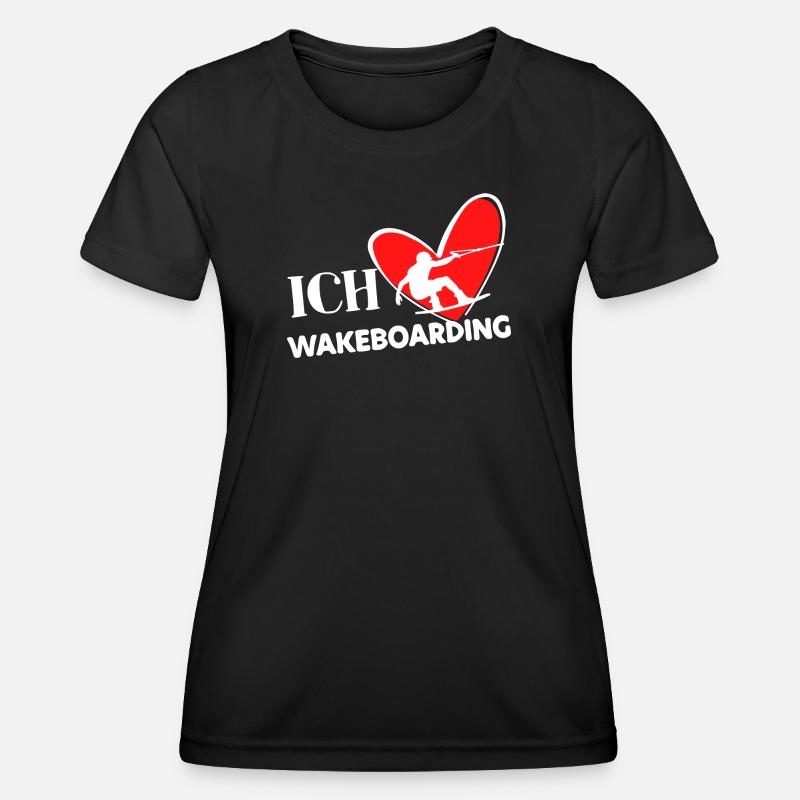 Wakeboard Statement Heart Stunt Kitesurfer Surfing - Women's Functional T-Shirt - black