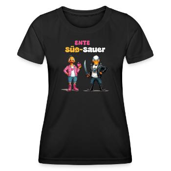 Canard Sucré - Aigre - T-shirt sport Femme - noir - Devant - AI Model Female 172 light (172cm)