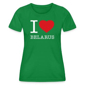 I LOVE BELARUS Weissrussland - Frauen Funktions-T-Shirt - Kelly Green - Vorne - AI Model Female 172 dark (172cm)