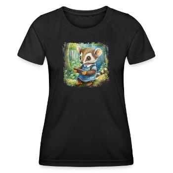 Niedlicher junger Ameisenbär mit Handy - Frauen Funktions-T-Shirt - Schwarz - Vorne - AI Model Female 172 light (172cm)