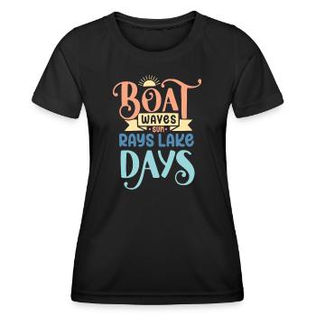 Boot Wellen Sonnenstrahlen See Tage - Frauen Funktions-T-Shirt - Schwarz - Vorne - AI Model Female 172 light (172cm)