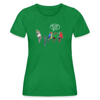 Tier Dschungel Vögel Papagei Statement Haustier - Frauen Funktions-T-Shirt - Kelly Green - Vorne - AI Model Female 172 dark (172cm)