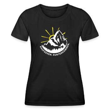 wandern raufgehen runterkommen berge kopf frei - Frauen Funktions-T-Shirt - Schwarz - Vorne - AI Model Female 172 light (172cm)