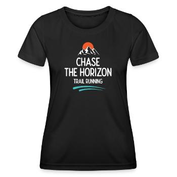Trailrunning - Jagd auf den Horizont - Frauen Funktions-T-Shirt - Schwarz - Vorne - AI Model Female 172 light (172cm)