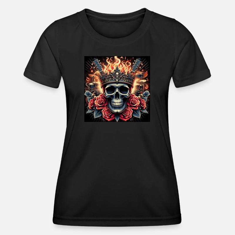 Burning Skull - Women's Functional T-Shirt - black