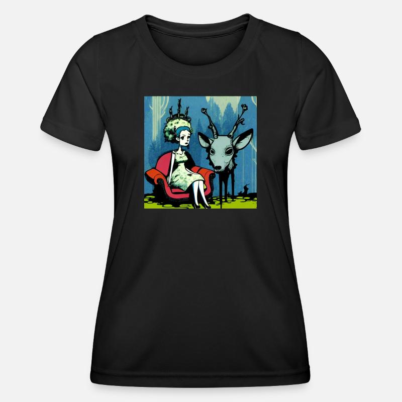 Psychedelic deer 01 - Women's Functional T-Shirt - black
