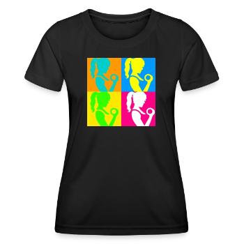 Popart Sportliche Damen - Frauen Funktions-T-Shirt - Schwarz - Vorne - AI Model Female 172 light (172cm)