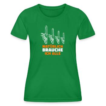 Bûcheron bois déclaration sciure sciure Woodland - T-shirt sport Femme - vert - Devant - AI Model Female 172 dark (172cm)