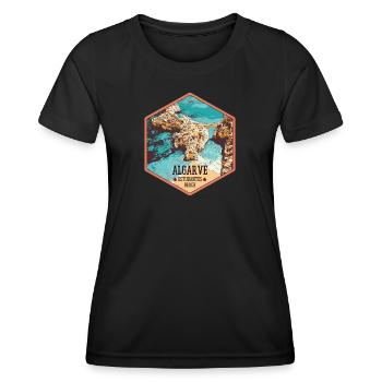 Estudantes beach near Lagos, Algarve - Women's Functional T-Shirt - black - Front - AI Model Female 172 light (172cm)