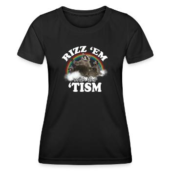 Autisme Rizz Em Met De Tism Meme Autistische Wasbeer - Functioneel T-shirt voor vrouwen - zwart - Voor - AI Model Female 172 light (172cm)