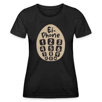 egg phone funny sayings easter symbol comic icon - Women's Functional T-Shirt - black - Front - AI Model Female 172 light (172cm)