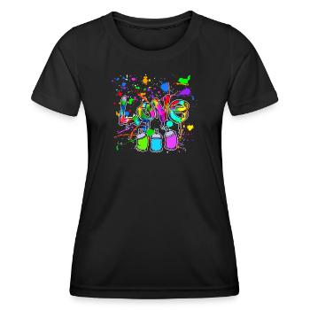 Wildstyle Graffiti Spraydose Sprayer Street Art - Frauen Funktions-T-Shirt - Schwarz - Vorne - AI Model Female 172 light (172cm)
