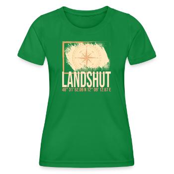 Landshut Koordinaten - Frauen Funktions-T-Shirt - Kelly Green - Vorne - AI Model Female 172 dark (172cm)