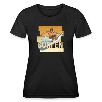 Surfen - Frauen Funktions-T-Shirt - Schwarz - Vorne - AI Model Female 172 light (172cm)