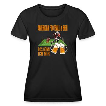 American Football & Bier - Das gönn ich mir - Frauen Funktions-T-Shirt - Schwarz - Vorne - AI Model Female 172 light (172cm)