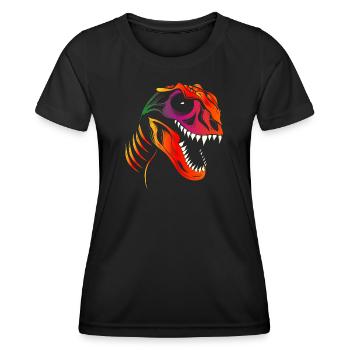 Colorful Dinosaur Skull Tyrannosaurus Rex Head - Women's Functional T-Shirt - black - Front - AI Model Female 172 light (172cm)