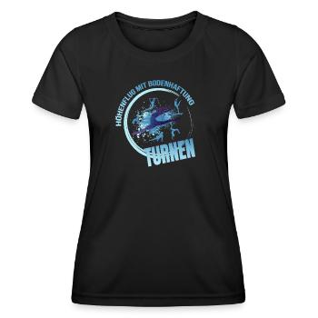 Höhenflug mit Bodenhaftung - Turnen - Frauen Funktions-T-Shirt - Schwarz - Vorne - AI Model Female 172 light (172cm)