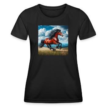 Cheval au galop - T-shirt sport Femme - noir - Devant - AI Model Female 172 light (172cm)