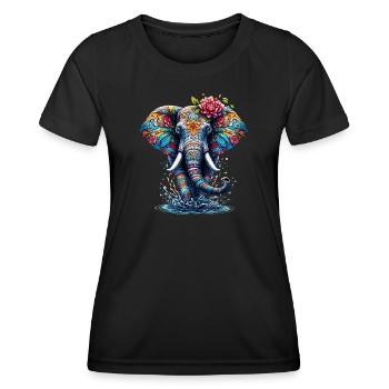 Éléphant - T-shirt sport Femme - noir - Devant - AI Model Female 172 light (172cm)