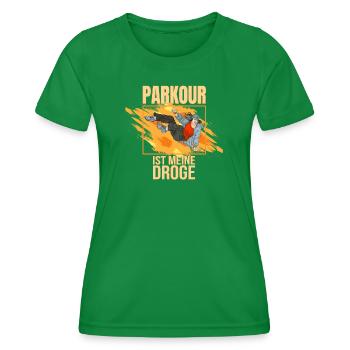 Parkour ist meine Droge - Frauen Funktions-T-Shirt - Kelly Green - Vorne - AI Model Female 172 dark (172cm)
