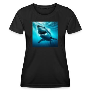 Grand requin blanc - T-shirt sport Femme - noir - Devant - AI Model Female 172 light (172cm)