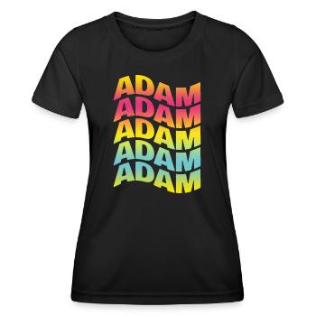 T-Shirt Adam Text Wellentexteffekt - Frauen Funktions-T-Shirt - Schwarz - Vorne - AI Model Female 172 light (172cm)