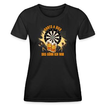 Dart & Bier - Das gönn ich mir - Frauen Funktions-T-Shirt - Schwarz - Vorne - AI Model Female 172 light (172cm)
