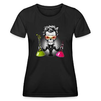 Skull as a gloomy scientist in the laboratory - Women's Functional T-Shirt - black - Front - AI Model Female 172 light (172cm)