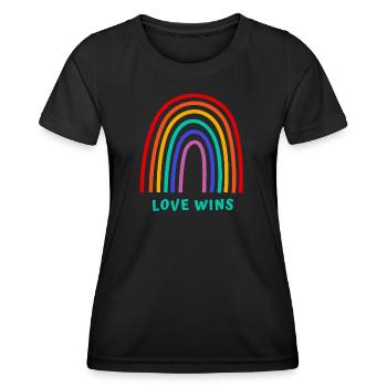 L’amour gagne - T-shirt sport Femme - noir - Devant - AI Model Female 172 light (172cm)