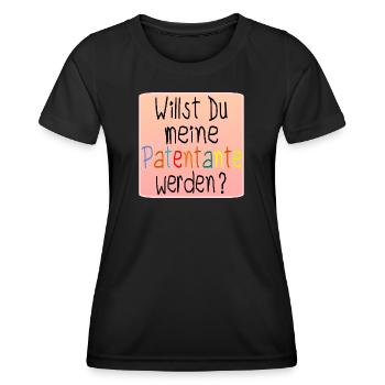 Willst Du meine Patentante werden - Baby Taufe - Frauen Funktions-T-Shirt - Schwarz - Vorne - AI Model Female 172 light (172cm)