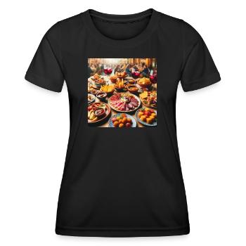 Tapas espagnoles - T-shirt sport Femme - noir - Devant - AI Model Female 172 light (172cm)