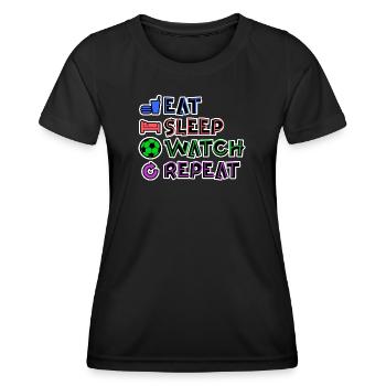 Eat Sleep Watch EM Repeat - Frauen Funktions-T-Shirt - Schwarz - Vorne - AI Model Female 172 light (172cm)