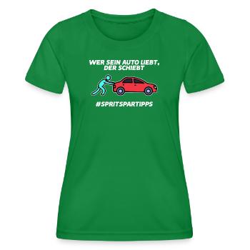 Refueling Car Statement Energy Storage Electricity - Women's Functional T-Shirt - kelly green - Front - AI Model Female 172 dark (172cm)