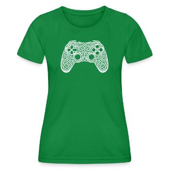 Gaming Controller keltisch Ornament Gamer Design - Frauen Funktions-T-Shirt - Kelly Green - Vorne - AI Model Female 172 dark (172cm)