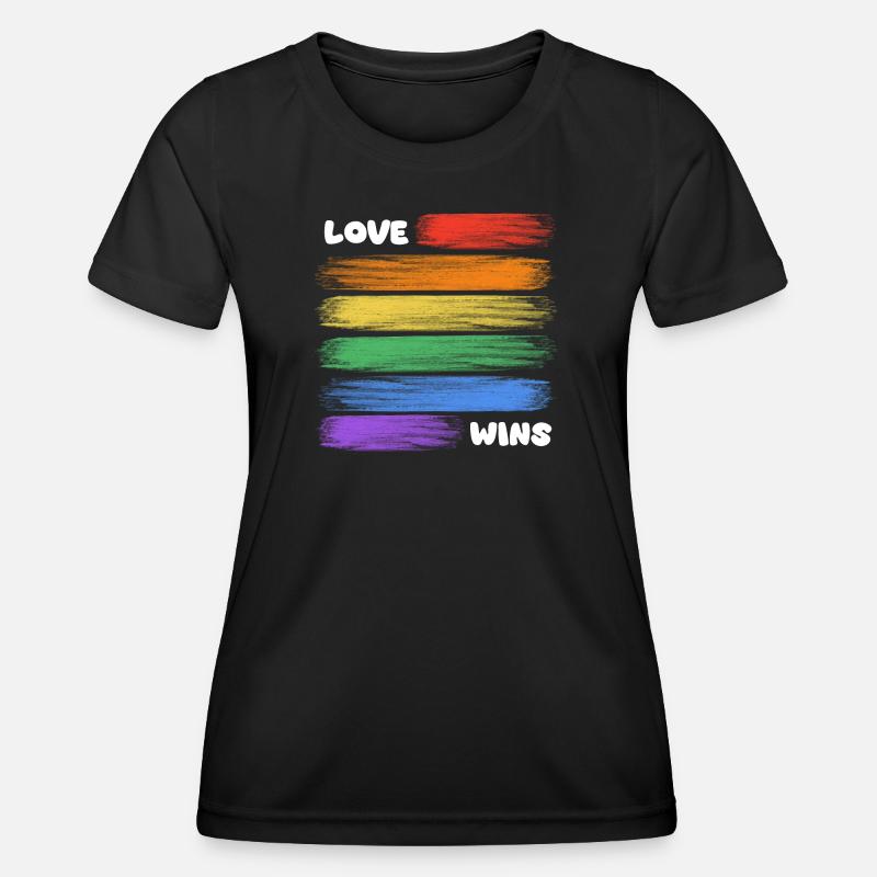 Love wins rainbow stripes - Women's Functional T-Shirt - black