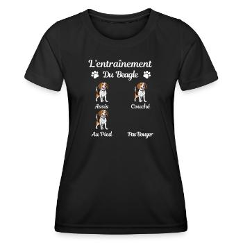L'entraînement du Beagle amusant - T-shirt sport Femme - noir - Devant - AI Model Female 172 light (172cm)