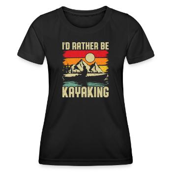 Kayaking Sunset Mountain Scene - Women's Functional T-Shirt - black - Front - AI Model Female 172 light (172cm)