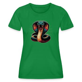 motif serpent Cobra dynamique et coloré - T-shirt sport Femme - vert - Devant - AI Model Female 172 dark (172cm)