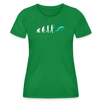Schifahren Wintersport Evolution Skifahrer Winter - Frauen Funktions-T-Shirt - Kelly Green - Vorne - AI Model Female 172 dark (172cm)