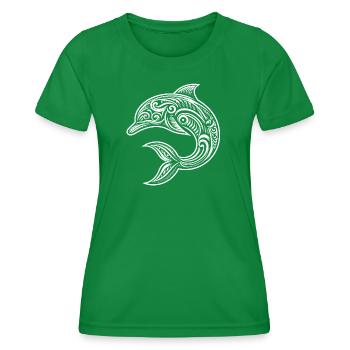 Dolphin Tribal Maori Diver Sea Lover - Women's Functional T-Shirt - kelly green - Front - AI Model Female 172 dark (172cm)