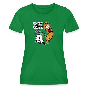 Es geht um die Wurst - Frauen Funktions-T-Shirt - Kelly Green - Vorne - AI Model Female 172 dark (172cm)