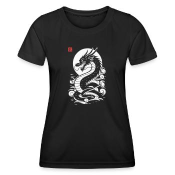 Dragon japon, style estampe japonaise blanc rouge - T-shirt sport Femme - noir - Devant - AI Model Female 172 light (172cm)