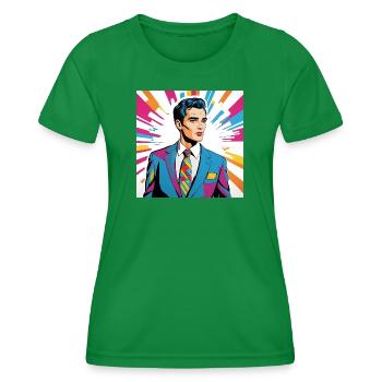 Portrait style pop art homme élégant - T-shirt sport Femme - vert - Devant - AI Model Female 172 dark (172cm)