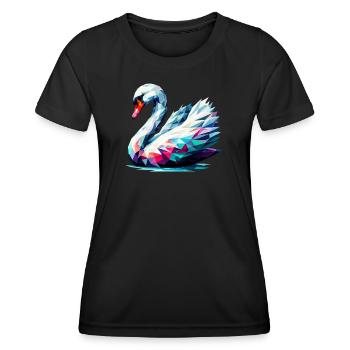 Polygonaler Schwan - Frauen Funktions-T-Shirt - Schwarz - Vorne - AI Model Female 172 light (172cm)