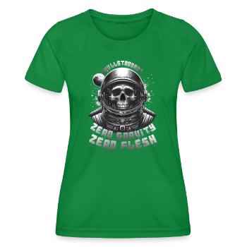 Skull Astronaut: Skullstronaut, Schwerelosigkeit - Frauen Funktions-T-Shirt - Kelly Green - Vorne - AI Model Female 172 dark (172cm)